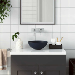 Vidaxl wastafel rond keramiek donkerblauw