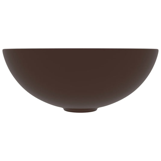 Vidaxl wastafel rond keramiek donkerbruin