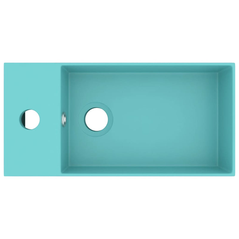 Load image into Gallery viewer, Vidaxl wastafel met overloop keramiek lichtgroen
