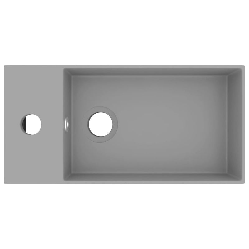 Load image into Gallery viewer, Vidaxl wastafel met overloop keramiek lichtgrijs

