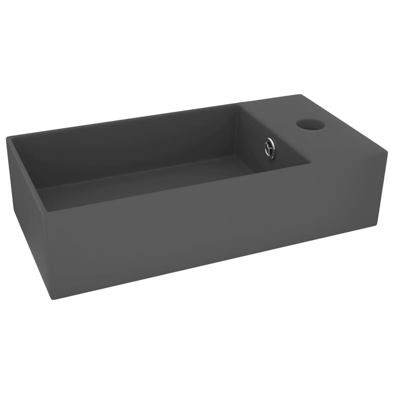 Load image into Gallery viewer, Vidaxl wastafel met overloop keramiek donkergrijs
