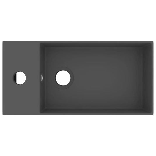 Vidaxl wastafel met overloop keramiek donkergrijs