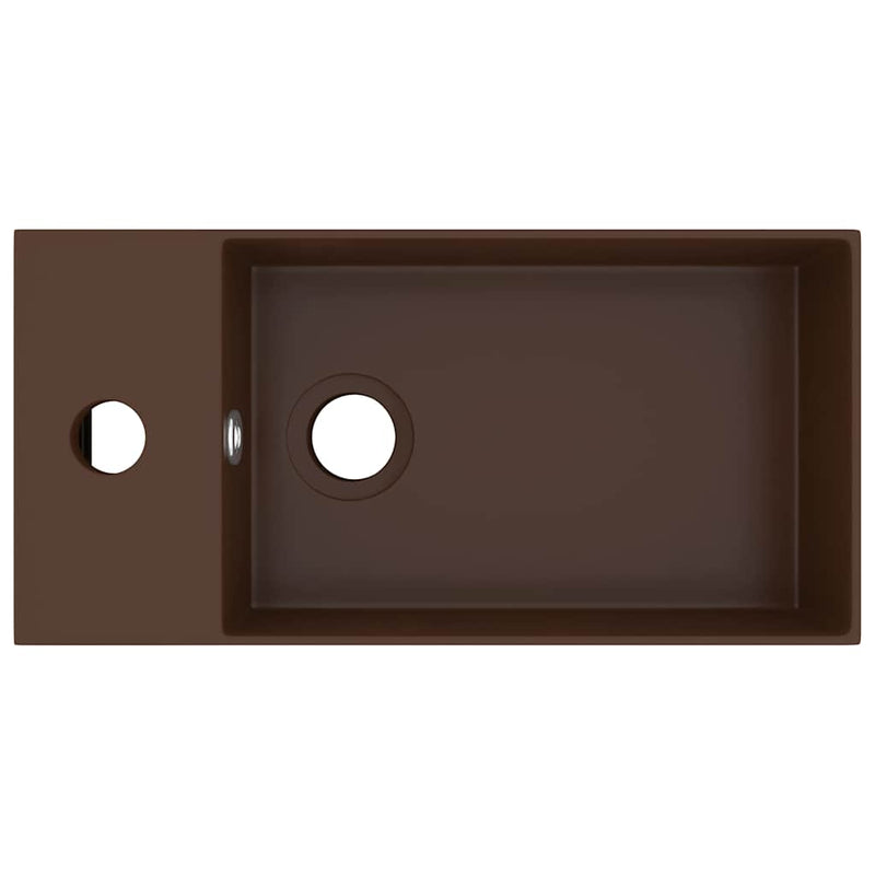 Load image into Gallery viewer, Vidaxl wastafel met overloop keramiek donkerbruin
