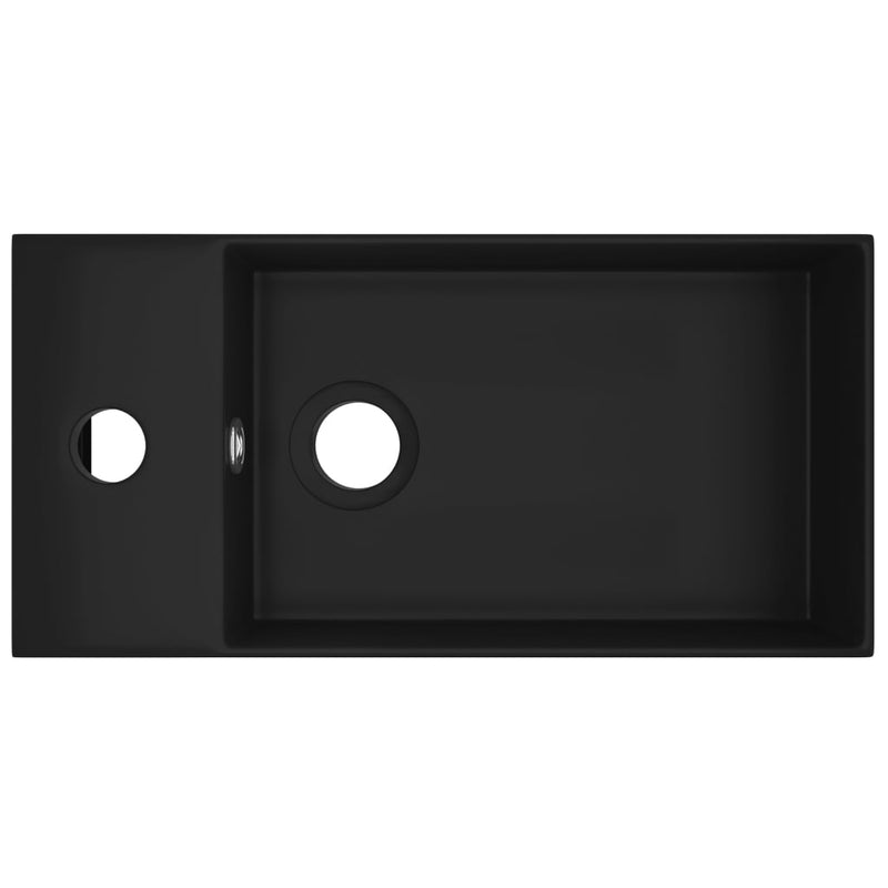Load image into Gallery viewer, Vidaxl wastafel met overloop keramiek matzwart
