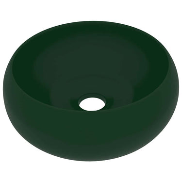 Vidaxl wastafel rond 40x15 cm keramiek mat donkergroen