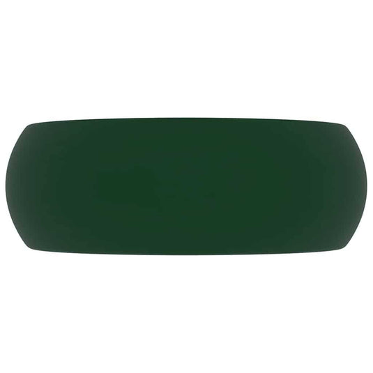 Vidaxl wastafel rond 40x15 cm keramiek mat donkergroen