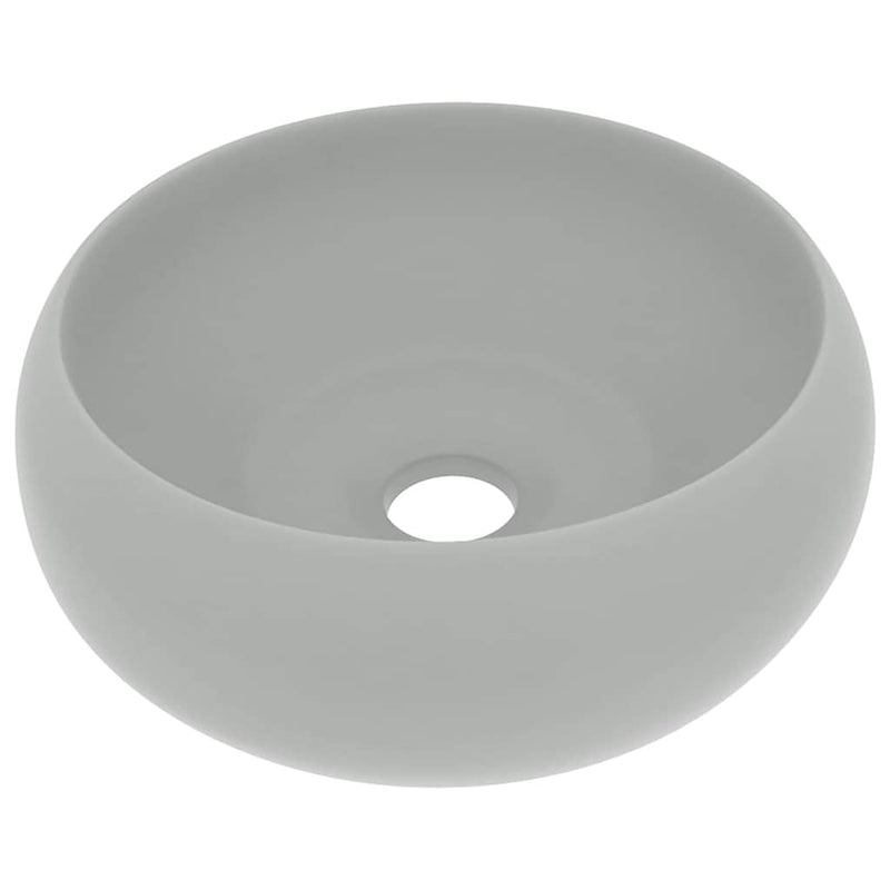 Load image into Gallery viewer, Vidaxl wastafel rond 40x15 cm keramiek mat lichtgrijs
