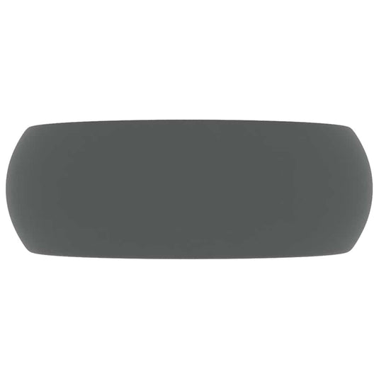 Vidaxl wastafel rond 40x15 cm keramiek mat donkergrijs