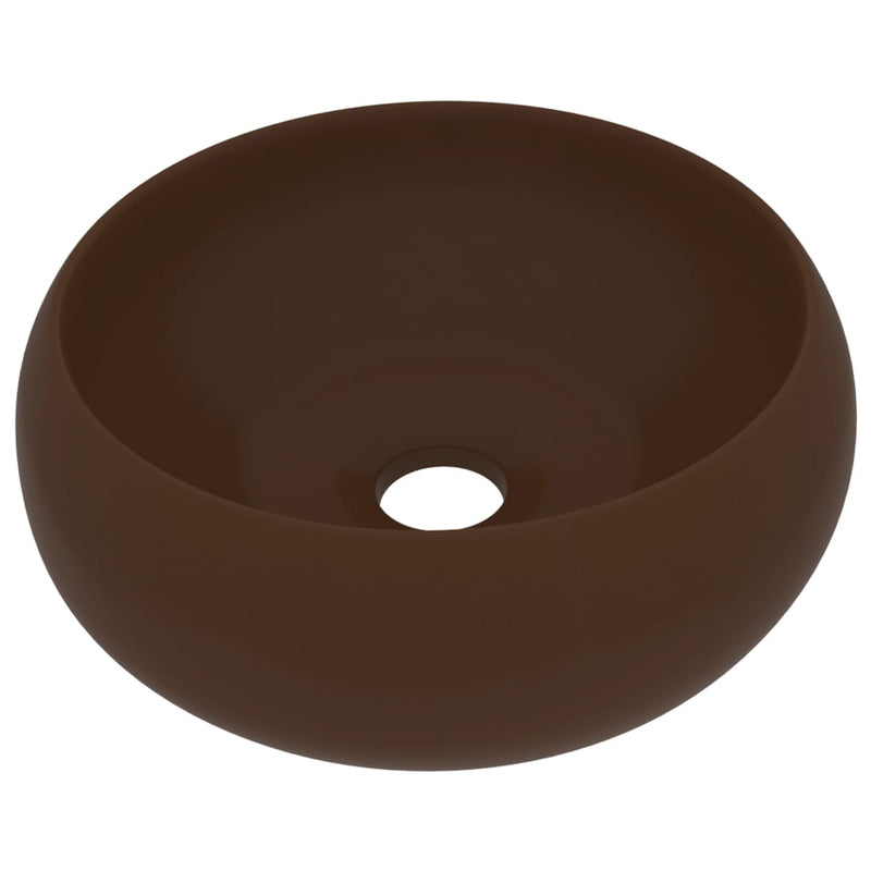 Load image into Gallery viewer, Vidaxl wastafel rond 40x15 cm keramiek mat donkerbruin
