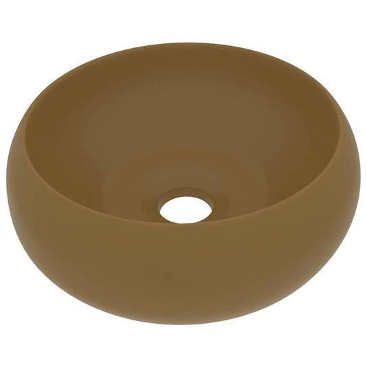 Vidaxl wastafel rond 40x15 cm keramiek matcrème