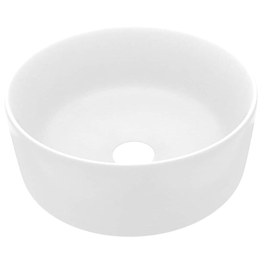 Vidaxl wastafel rond 40x15 cm keramiek matwit