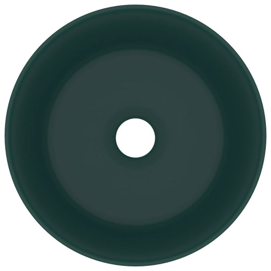 Vidaxl wastafel rond 40x15 cm keramiek mat donkergroen