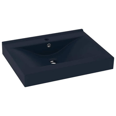 Vidaxl wastafel met kraangat 60x46 cm keramiek mat donkerblauw