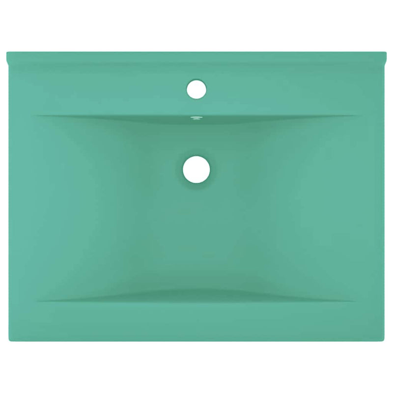 Load image into Gallery viewer, VidaXL Wastafel met kraangat 60x46 cm keramiek mat lichtgroen
