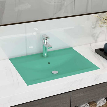 Vidaxl wastafel met kraangat 60x46 cm keramiek mat lichtgroen