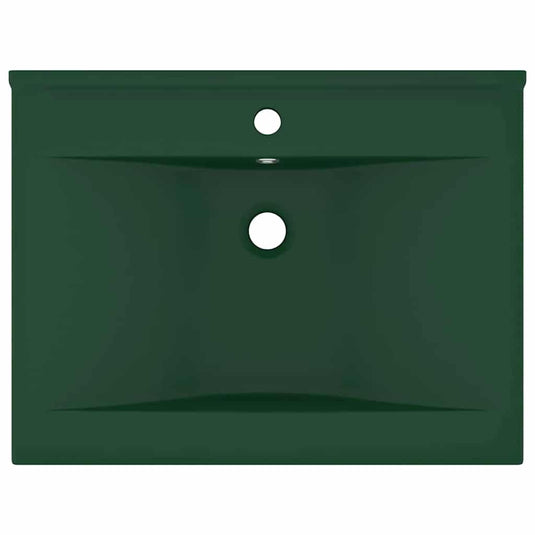 Vidaxl wastafel met kraangat 60x46 cm keramiek mat donkergroen