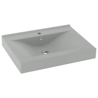 Vidaxl wastafel met kraangat 60x46 cm keramiek mat lichtgrijs