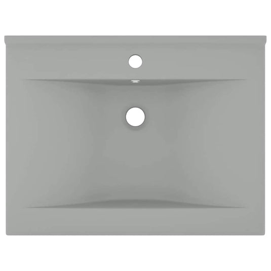 Vidaxl wastafel met kraangat 60x46 cm keramiek mat lichtgrijs