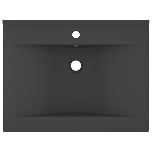 Vidaxl wastafel met kraangat 60x46 cm keramiek mat donkergrijs