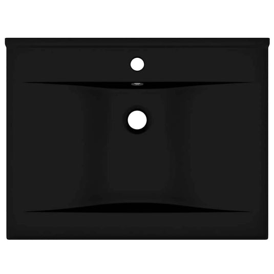 Vidaxl wastafel met kraangat 60x46 cm keramiek matzwart