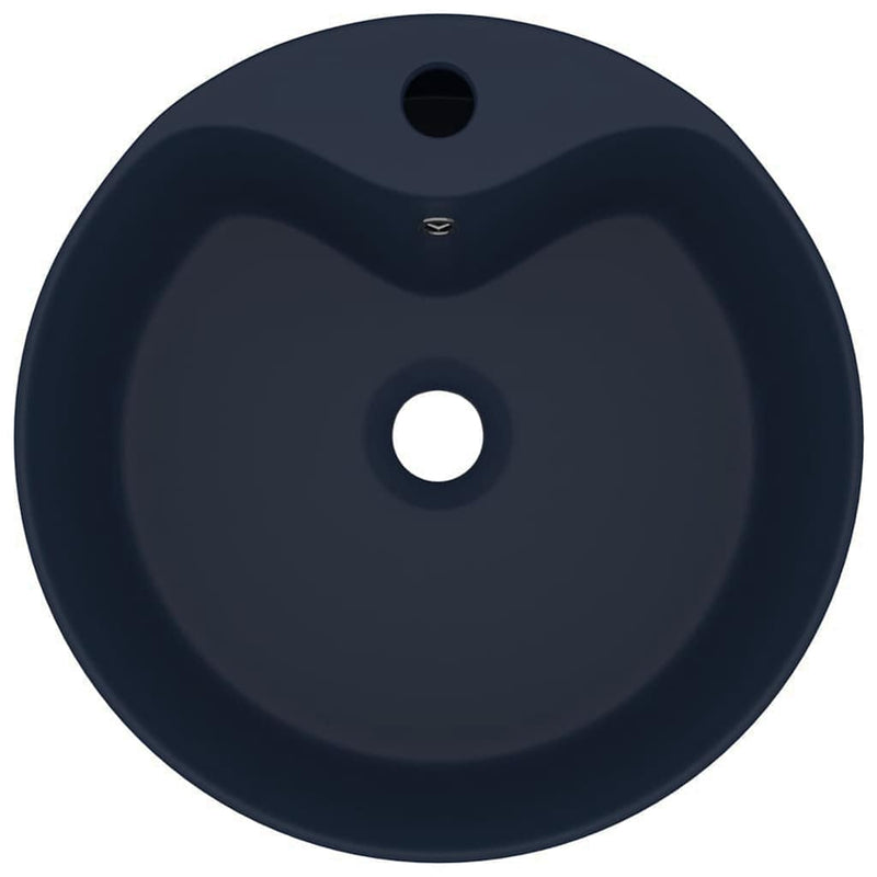 Load image into Gallery viewer, Vidaxl wastafel met overloop 36x13 cm keramiek mat donkerblauw
