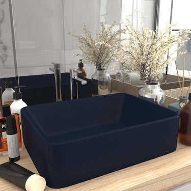 Vidaxl wastafel 41x30x12 cm keramiek mat donkerblauw