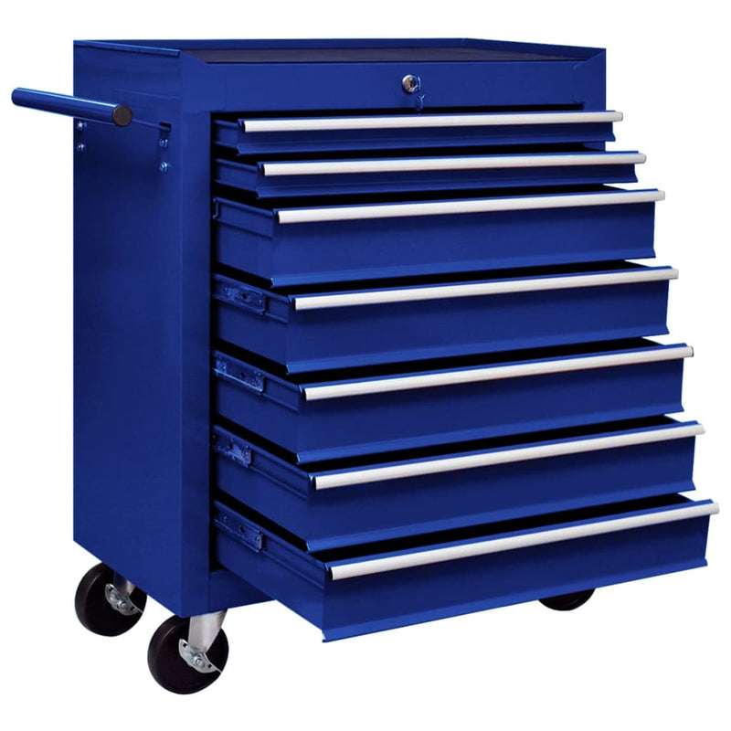 Load image into Gallery viewer, VidaXL Gereedschapswagen met 7 lades blauw
