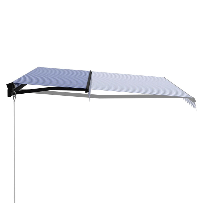 Load image into Gallery viewer, VidaXL Luifel handmatig uittrekbaar 400x300 cm blauw en wit
