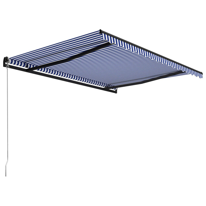 Load image into Gallery viewer, VidaXL Luifel handmatig uittrekbaar 400x300 cm blauw en wit
