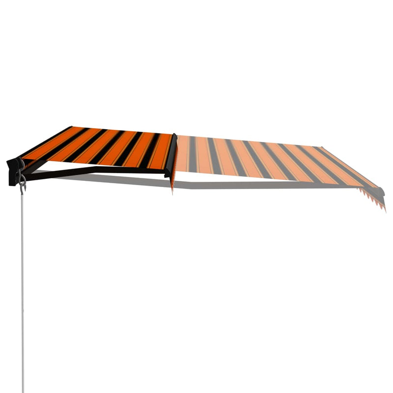 Load image into Gallery viewer, VidaXL Luifel handmatig uittrekbaar met LED 450x300 cm oranje en bruin
