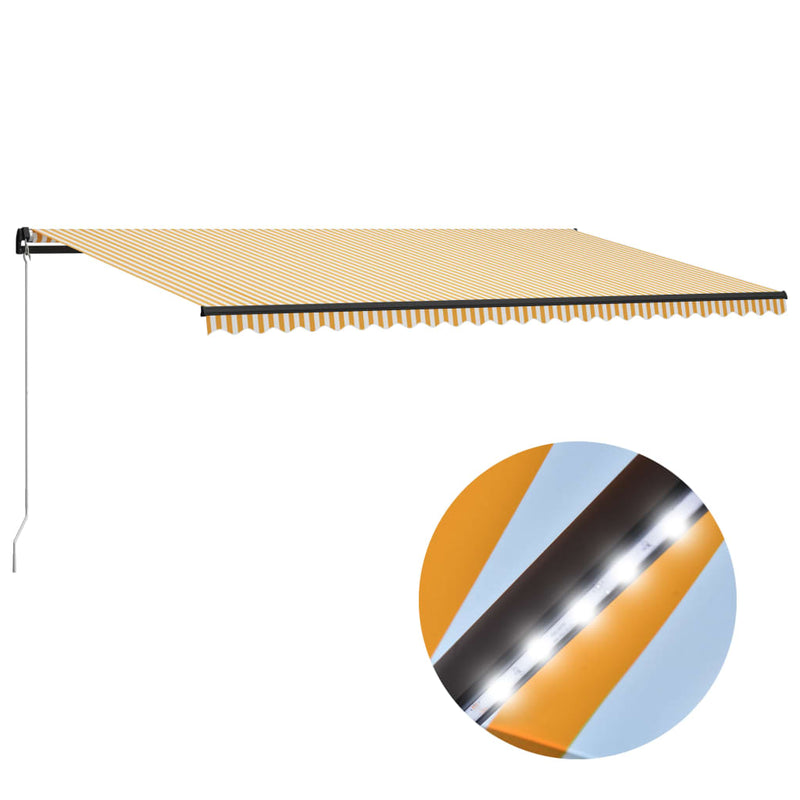 Load image into Gallery viewer, VidaXL Luifel handmatig uittrekbaar met LED 600x300 cm geel en wit
