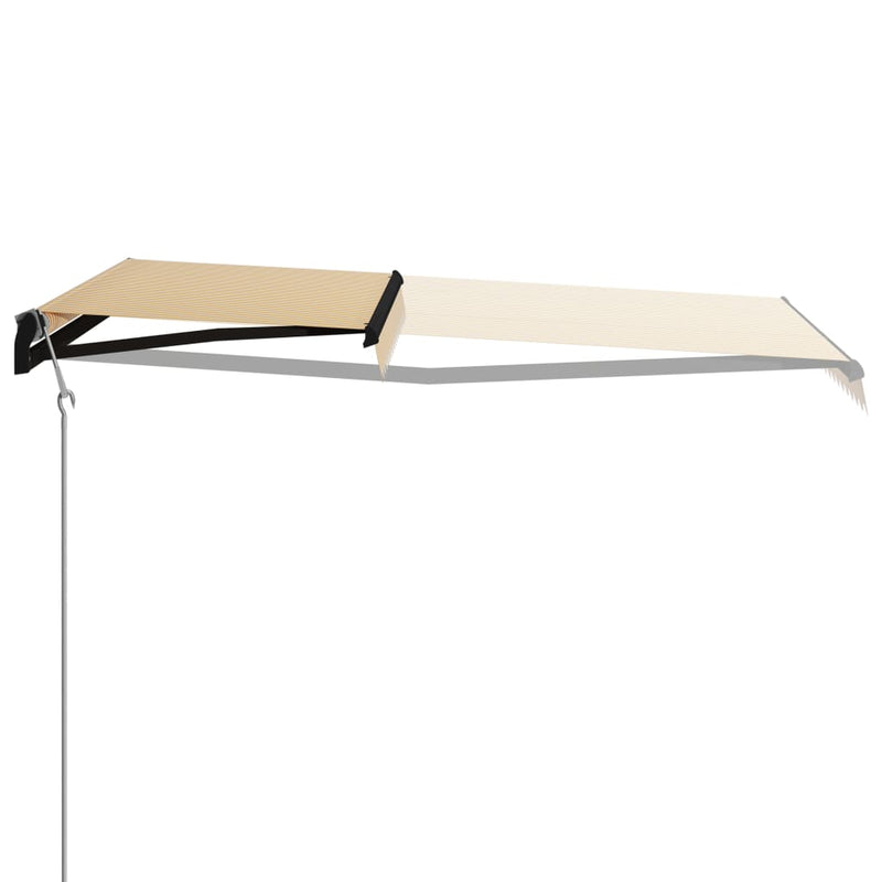 Load image into Gallery viewer, VidaXL Luifel uittrekbaar met windsensor en LED 400x300 cm geel en wit
