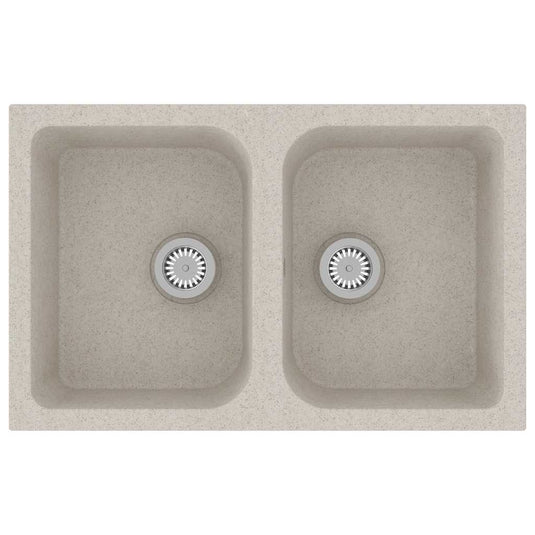 Vidaxl keukenwasbak beige 76 x 48 x 30 cm kwarts en hars