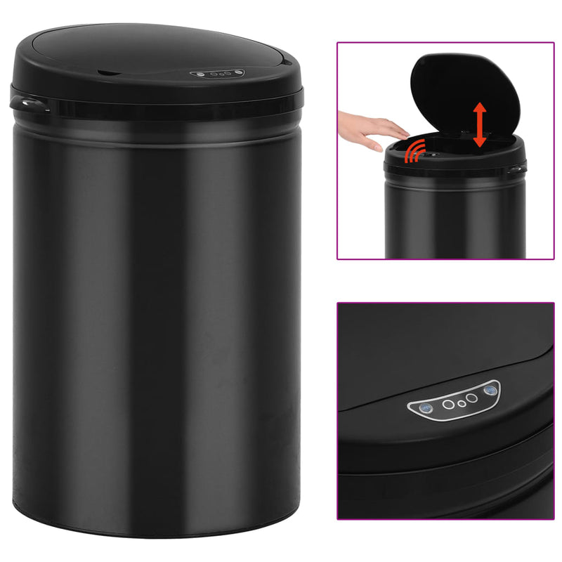Load image into Gallery viewer, Vidaxl prullenbak met automatische sensor 30 l koolstofstaal zwart
