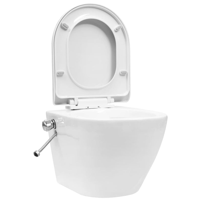 Load image into Gallery viewer, VidaXL Hangend toilet randloos met verborgen stortbak keramiek wit
