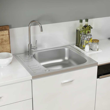 Vidaxl gootsteen met afvoerset 600x500x155 mm roestvrij staal zilver