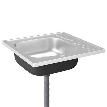 Vidaxl gootsteen met afvoerset 600x600x155 mm roestvrij staal zilver
