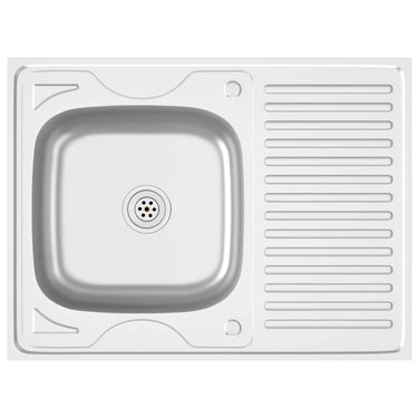 Vidaxl gootsteen met afvoerset 800x600x155 mm roestvrij staal zilver