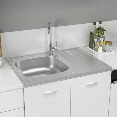 Vidaxl gootsteen met afvoerset 800x600x155 mm roestvrij staal zilver