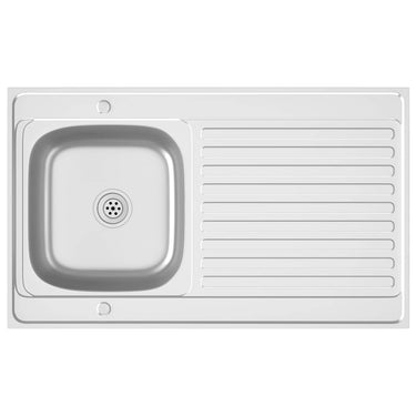 Vidaxl gootsteen met afvoerset 1000x600x155 mm roestvrij staal zilver
