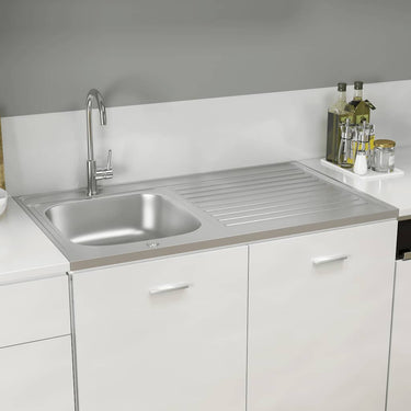 Vidaxl gootsteen met afvoerset 1000x600x155 mm roestvrij staal zilver