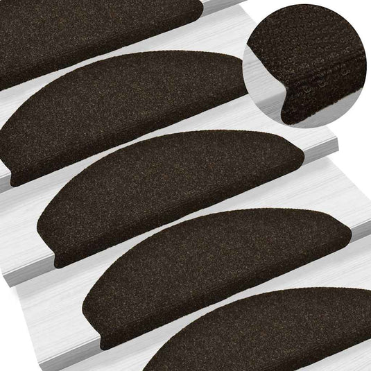 Vidaxl trapmatten zelfklevend 15 stuks 65x21x4 cm donkerbruin halfrond groot