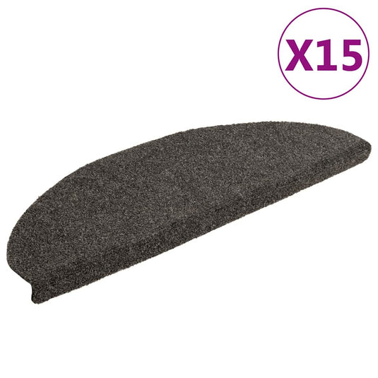 Vidaxl trapmatten zelfklevend 15 stuks 65x21x4 cm antraciet halfrond groot