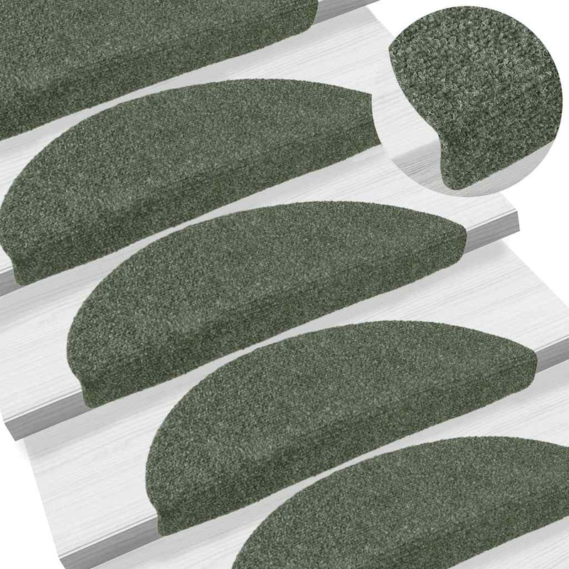 Afbeelding laden in galerijviewer, Vidaxl trapmatten zelfklevend 15 stuks 56x17x3 cm groen halfrond
