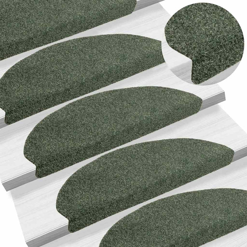 Afbeelding laden in galerijviewer, Vidaxl trapmatten zelfklevend 15 stuks 65x21x4 cm groen halfrond groot
