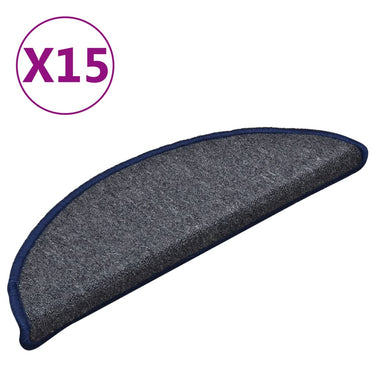 Vidaxl trapmatten 15 st 56x17x3 cm donkergrijs en blauw halfrond