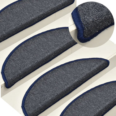 Vidaxl trapmatten 15 st 56x17x3 cm donkergrijs en blauw halfrond