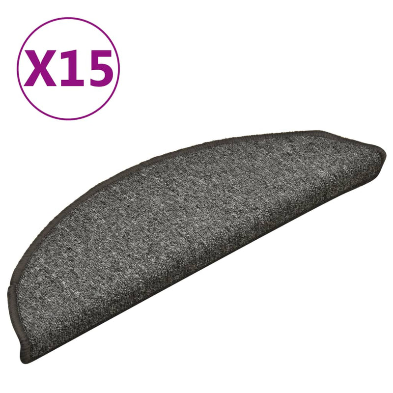 Load image into Gallery viewer, Vidaxl trapmatten 15 st 56x17x3 cm donkergrijs halfrond
