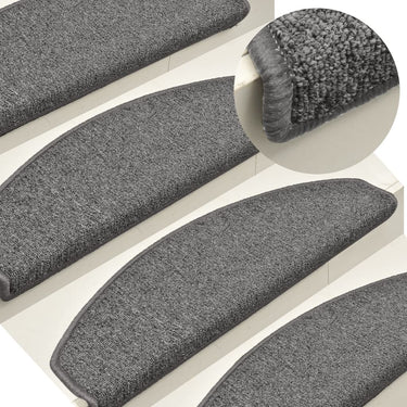 Vidaxl trapmatten 15 st 65x24x4 cm donkergrijs halfrond groot