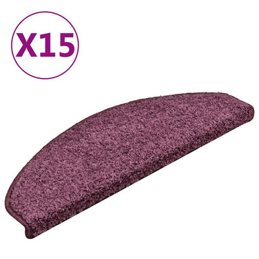 Vidaxl trapmatten 15 st 65x21x4 cm donkerpaars halfrond groot